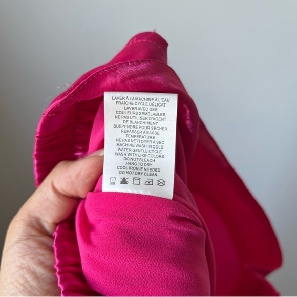 House of Harlow 1960 Satin high rise Hot Pink Wide-Leg Pants size small - Picture 10 of 14